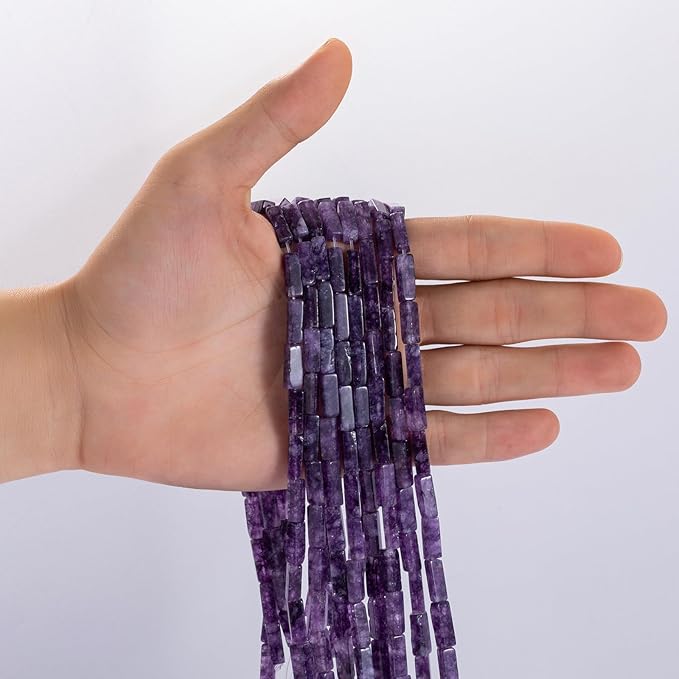 Natural Amethyst Rectangle Tube Beads 4x13mm 38cm/str Loose Semi Gemstone Stone Beads for Making Bracelets Necklace Earrings