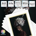 Mat Board Center, Double Mat - Acid Free, 8-ply Thickness, White Core - for Pictures, Photos, Framing (Off White Over Gold, 11x14 for 8.5x11, Pack of 5)
