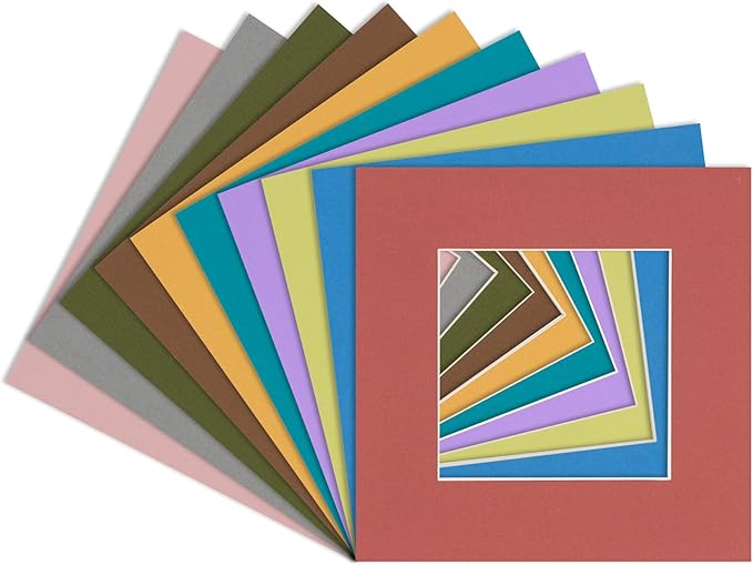 6x8 Mat for 8x10 Frame - Precut Mat Board Acid-Free Mixed Colors 6x8 Photo Matte Made to Fit a 8x10 Picture Frame, Premium Matboard for Family Photos, Show Kits, Art, Picture Framing, Pack of 100 Mats