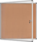 38"x38" Enclosed Bulletin Board, Lockable Weather-Resistant Aluminum Cork Noticeboard for School & Office, Silver Frame w/Cork