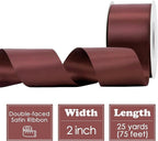 HUIHUANG Burgundy Ribbon 2 inch Double Side Burgundy Satin Fabric Ribbon for Crafts, Bows Making, Flower Bouquet Wrap, Gift Wrapping, Wedding Decor, Home Decor, Hairs-25 Yards/Roll