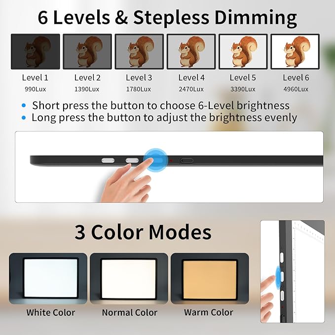 TOHETO A2 Light Pad 25.2''x18.4'', Large Magnetic LED Light Board for Diamond Painting, 3-Color Modes Light Box for Tracing, 6-Level & Stepless Dimmerable Diamond Art Light Table for Drawing,Sketching