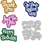 Cutting Dies Metal Stencils Scrapbooking Tools Happy Birthday Thankyou DIY Embossing Template for Paper Card Making Album Arts Crafts Supplies (English words-10.1x10.1cm)