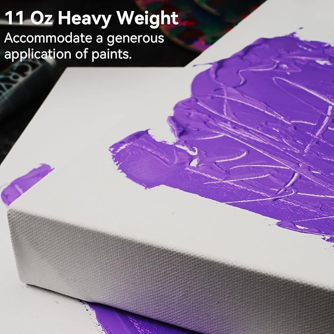 PHOENIX 12x12 Inch 2 Pack Gallery Canvas - 1.5 in Thick Square Canvases for Painting - Deep Edge 100% Cotton 11 Oz. Gesso Primed White Blank Professional Canvas Oil & Acrylic Paints