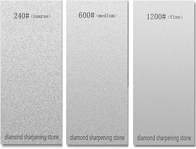 3 PCS Diamond Sharpening Stone Diamond Knife Sharpener Plate Honing Whetstone for Knives Chisel (240#+600#+1200#)