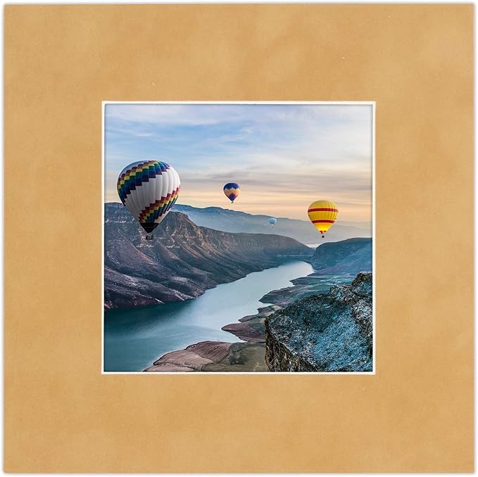 Pack of TEN 8.5x11 Mats Bevel Cut for 7x9 Photos - Acid Free Beige Suede Precut Matboards For Pictures, Photos, Framing - 4-ply Thickness