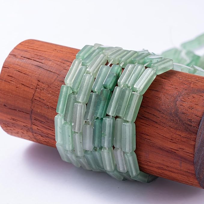 Natural Green Aventurine Rectangle Tube Beads 4x13mm 38cm/str Loose Semi Gemstone Stone Beads for Making Bracelets Necklace Earrings
