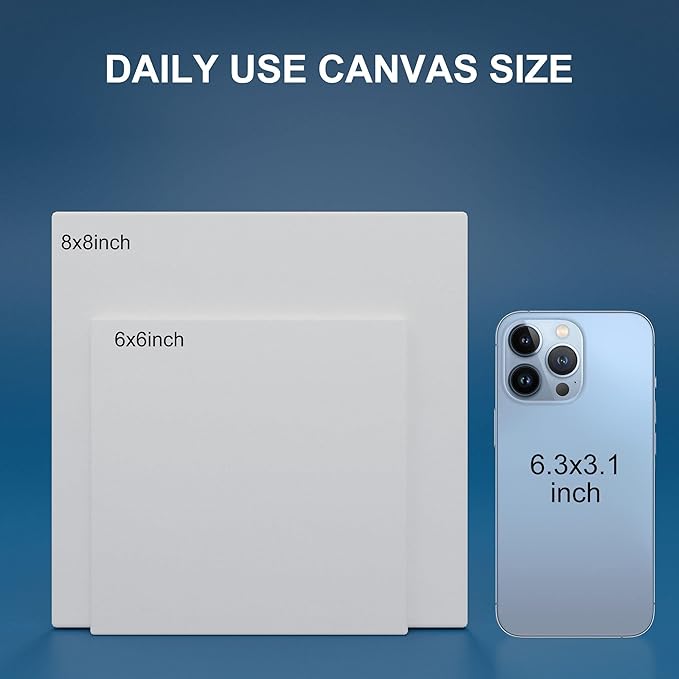 Canvas Panels 6x6 Inch 24-Pack, 10 oz Primed 100% Cotton White Blank Small Canvases for Painting, Square Flat Canvas Board for Oil Acrylics Watercolor & Tempera Paints