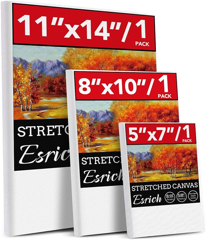 3 Pack Canvases for Painting with Multi Pack 11x14, 5x7, 8x10, Painting Canvas for Oil & Acrylic Paint