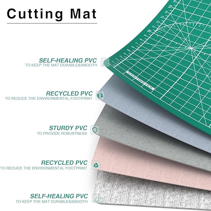 DIYSELF Cutting Mat 8in×6in, Self Healing Cutting Mat, A5 Rotary Cutting Mats for Crafts Sewing Hobby Fabric Project, 5-Ply Craft Cutting Board Double Sided, Craft Mat for Quilting