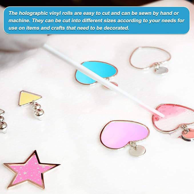 MECCANIXITY Holographic Clear PVC Vinyl Film Holographic PVC Fabric Waterproof Dichroic Film 12 x 48 Inch for Handbags Bows Earrings DIY Craft,Laser Dark Orange