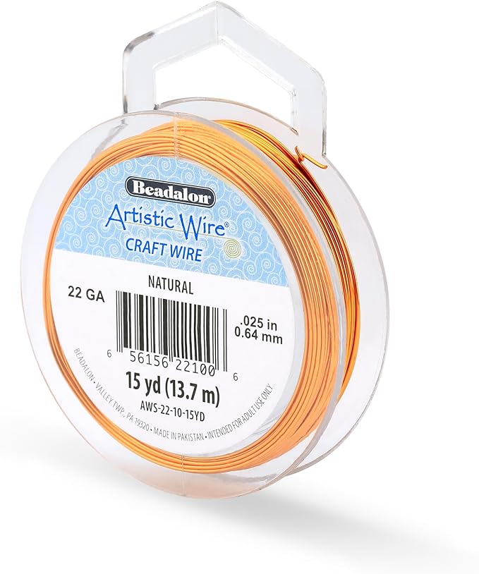 Artistic Wire, 22 Gauge Tarnish Resistant Colored Copper Craft Wire, Natural, 15 yd