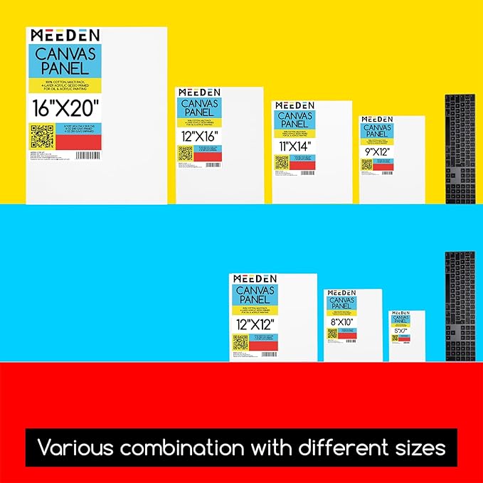 MEEDEN 2-Pack 100% Cotton Canvas Boards for Painting - 11x14'' Blank Canvas Panels for Oil & Acrylic Painting, Ready to Paint Art Supplies for Professional Artists, Students