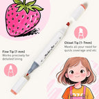 Alcohol Markers Set, 80 Colors Dual Tip Art Markers with Broad and Fine Tips for Adult Coloring Books, Drawing, Illustration, Sketching, No Bleed Ink Supplies