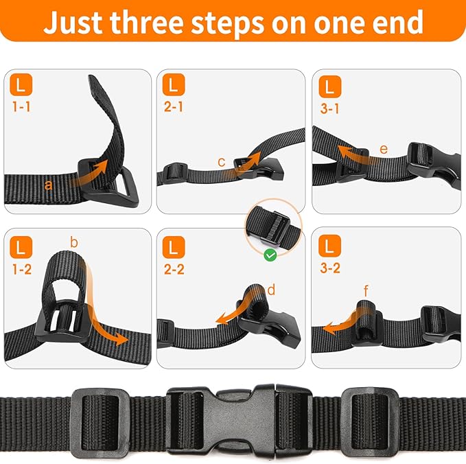 3/4" Buckles and Straps Set: 6 Yards of Thick Nylon Webbing, 6-Pack Quick Side Release Adjustable Plastic Buckles, 12 Tri-Glide Slide Clips(3/4 Inch Combo Set)