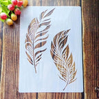 TIAMECH A4 Reusable Two Feathers Stencil for Painting - Bird Feather Layering Template, DIY Wall Art, Wood Furniture, Scrapbook & Crafts (8.3x11.7inch)