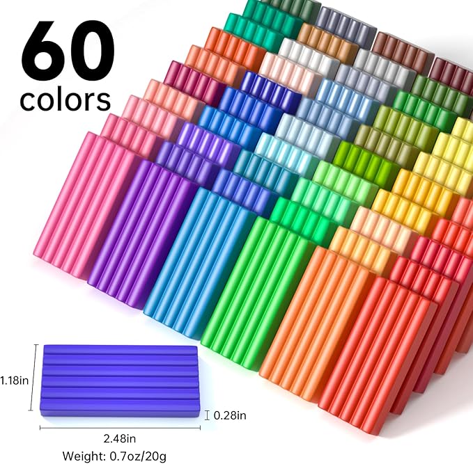 Shuttle Art Polymer Clay Kit - 60 Colors, 19 Tools, and 16 Accessories - Non-Toxic and Non-Sticky DIY Crafts for Kids and Adults