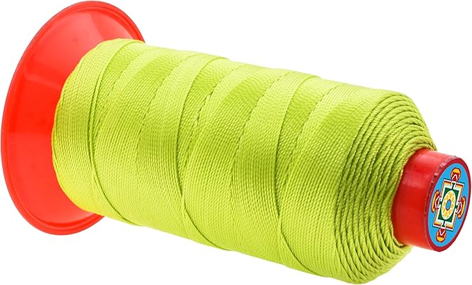 Mandala Crafts Tex 350 Bonded Nylon Thread for Sewing - 415 YDs T350 Heavy Duty Lime Green Nylon Thread Upholstery Thread for Leather Jeans Weaving, T350 #346 210D/15
