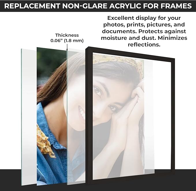 Non-Glare Acrylic Replacement for 6.5x10 Picture Frame, Replacement Plexiglass for 6.5x10 Photo Frame, UV-Resistant Non-Glare Acrylic Cover Sheet