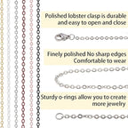 Jishi 60ft Jewelry Necklace Chains 2mm Jewelry Chain Links for Making Bracelets Earrings DIY Craft Supplies Findings, 6-Colors Gold Silver Copper Plated Metal Cable Rolo Link Chain Rolls Bulk