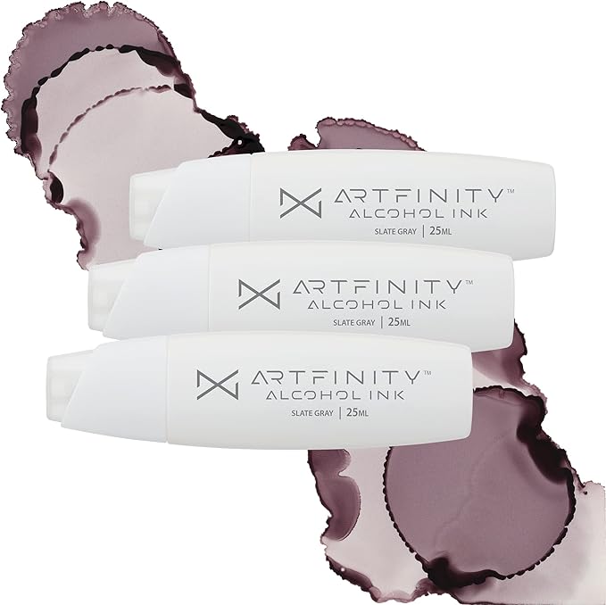 Alcohol Inks 3 Pack - Vibrant, Professional, Dye-Based Alcohol Inks for Artfinity Alcohol Markers, Artists, Drawing, & More! - Slate Grey V9-5