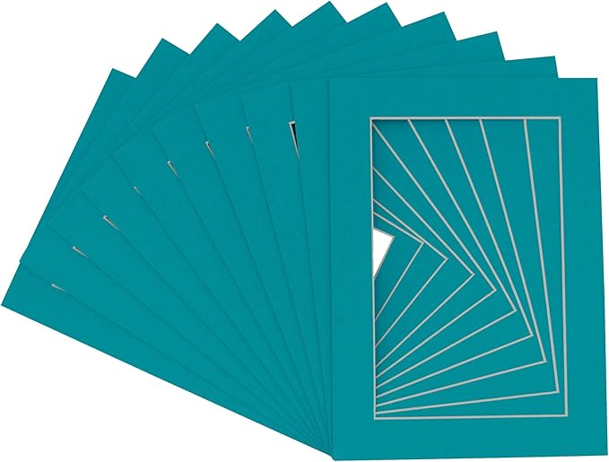 11x14 Mat for 8.5x11 Photo - Precut Teal Blue Picture Matboard for Frames Measuring 11 x 14 Inches - Bevel Cut Matte to Display Art Measuring 8.5 x 11 Inches - Acid Free Pack of TEN MATS