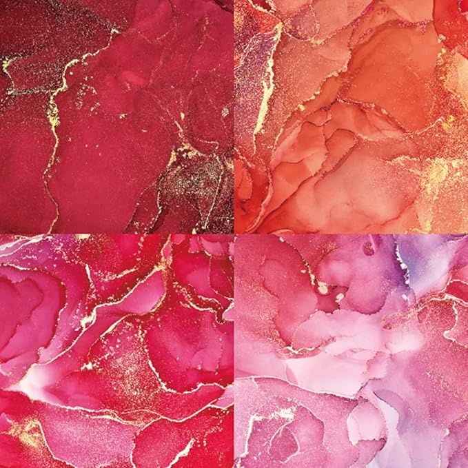 Colored Marble Scrapbook Paper Pad 6x6 – Rose Pink Purple Gold Patterned Paper Scrapbooking CardStock, Decorative Craft Origami Paper Junk Journal, Single-Sided Decopodge Paper Supplies-24Pcs
