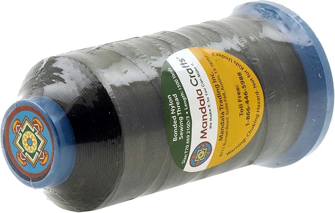 Mandala Crafts Bonded Nylon Thread Olive Green Heavy Duty Sewing Threads - 1500 YDs Size 69 210D T70 Tex 70 Thread for Leather Jeans Weaving Outdoor Marine Upholstery Threads