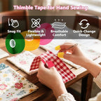 6 Pack Thimble Tape for Hand Sewing,1.6CM*15M Thimbles for Hand Sewing,Soft & Breathable Cotton Gauze Sewing Finger Protector for Embroidery, Needlework, Needlepoint,Knitting(Multicolor)