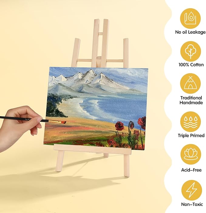 ESRICH Canvases for Painting 8x10, 160 Pack Canvas Boards for Painting Cotton Primed Acid Free Blank Canvas Panels for Oil Paint, Watercolor, Acrylic Paint, Gouache and Tempera.