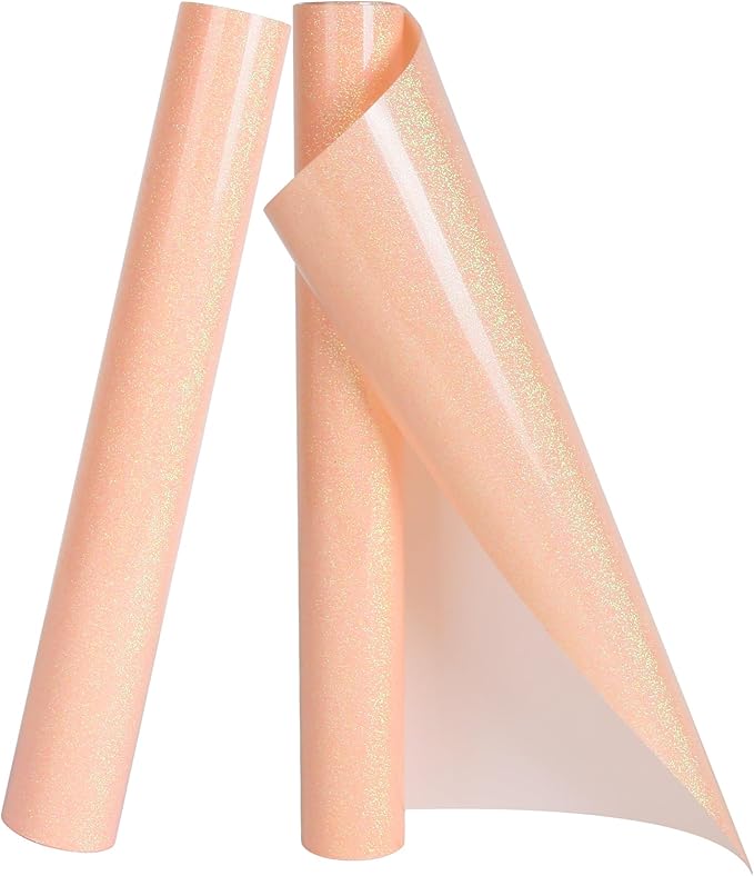 TORC Blush Glitter HTV Heat Transfer Vinyl 2 Rolls Iron on Vinyl for T Shirts Crafts 12 inch x 5 ft