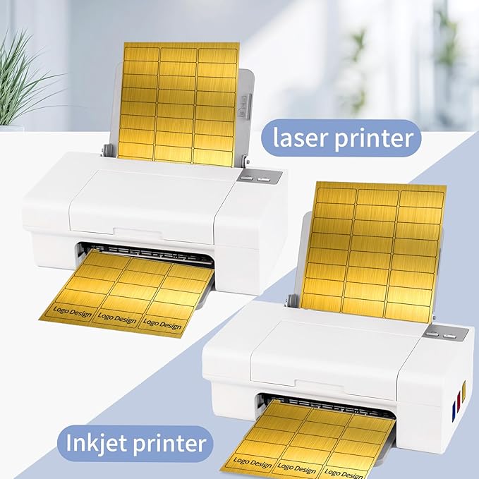 1" x 2-5/8" Address Labels- Gold Shipping Labels Stickers/Mailing Labe Stickers for Laser/Inkjet Printer, Matte- Permanent Adhesive Sticker