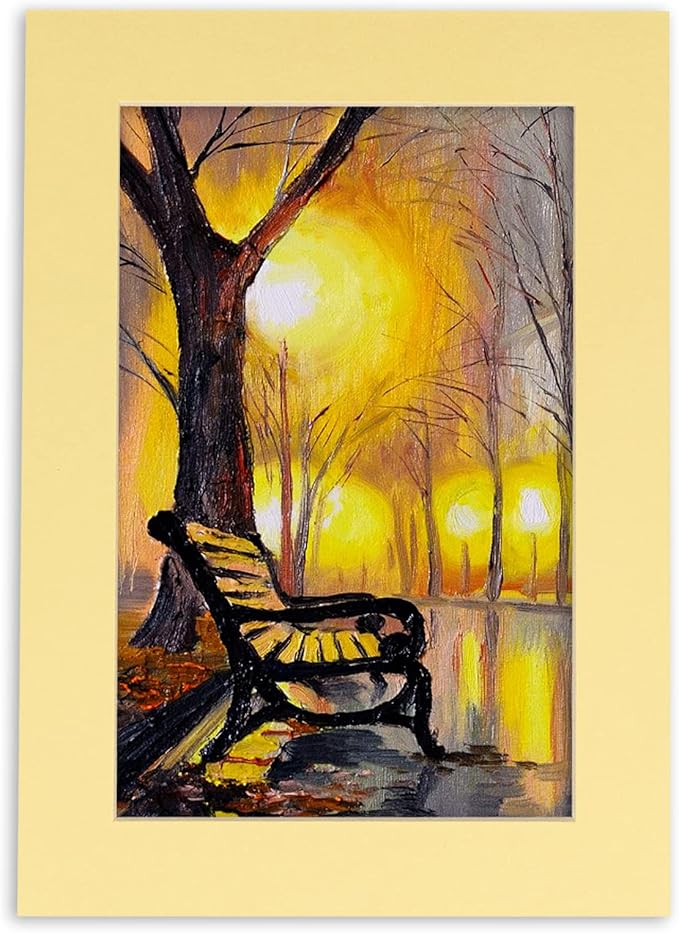 5x7 Mat for 8.5x11 Frame - Precut Mat Board Acid-Free Soft Yellow 5x7 Photo Matte For a 8.5x11 Picture Frame, Premium Matboard for Family Photos, Show Kits, Art, Picture Framing, Pack of 25 Mats