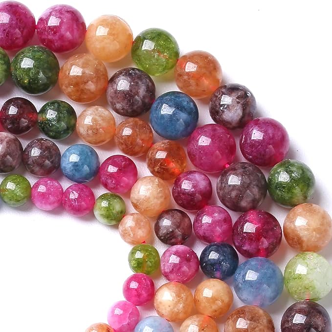 8MM Colorful Tourmaline Stone Beads Natural Gemstone Round Loose Beads for Jewelry Making Bracelet Necklace 900pcs 2 Strands 32"