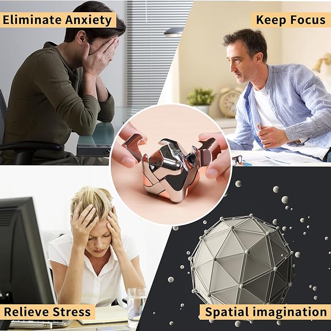 Metal-Puzzles Brain-Teaser 3D-Toys: Fidget-Toys Cool-Gadgets-Stuff Square-Cube-Box Puzzle-Toy ADHD Tools Stress Relief Gift for Kid Children Teen Adult Office Home School Christmas