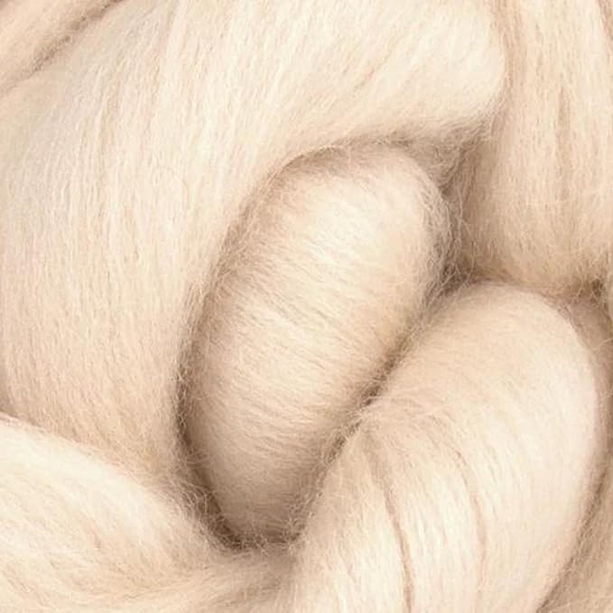 Revolution Fibers Merino Wool Combed Top | 1 lb Premium Wool Roving | 22 Micron, Best Merino Wool for Spinning, Tapestry, Needle Felting, Big Yarn Roving and Wall Hangings (Eggshell)