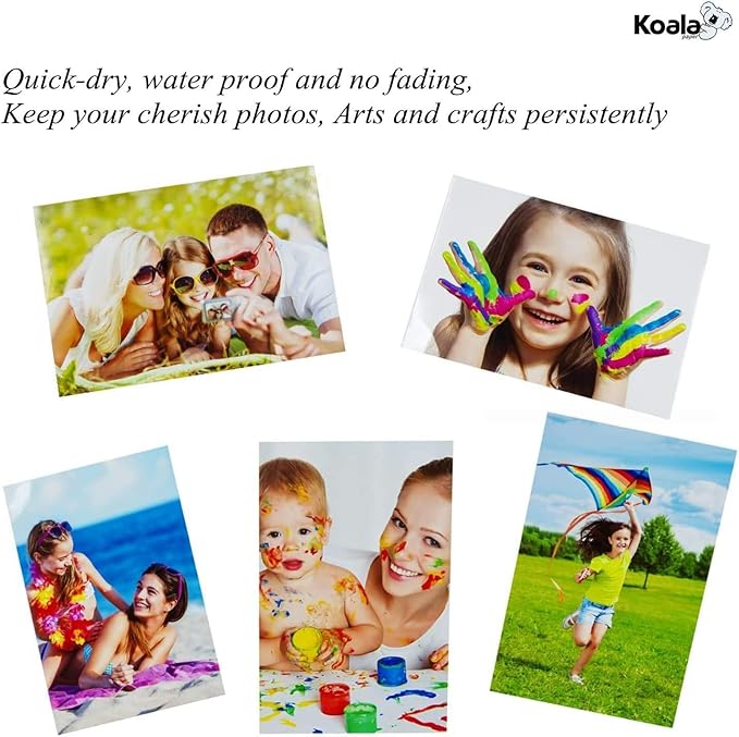 Koala Ultra Premium Photo Paper 4x6 In Glossy Photo Printer Paper for Inkjet Printer Water Resistant 50 Sheets 72lb