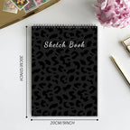 Deokke Sketchbook Top Spiral Bound Sketch Pad, 9 x 12 inch,100GSM Thick Paper,50 Sheets 100 Pages,Art Sketch Book Aesthetic Cute Drawing Writing Paper,for Girls Women-Black Leopard Cheetah Pattern