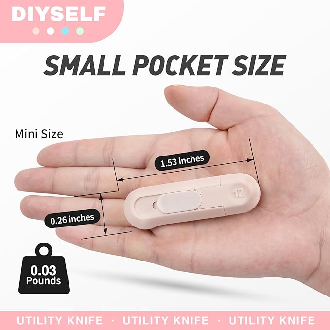 DIYSELF 24 Pack Box Cutter Retractable, Small Utility Knife, Sharp Box Knife, High Carbon Steel Box Opener, Razor Box Knife, Multifunctional Boxcutters for Office, Home, Arts and Crafts, Hobby