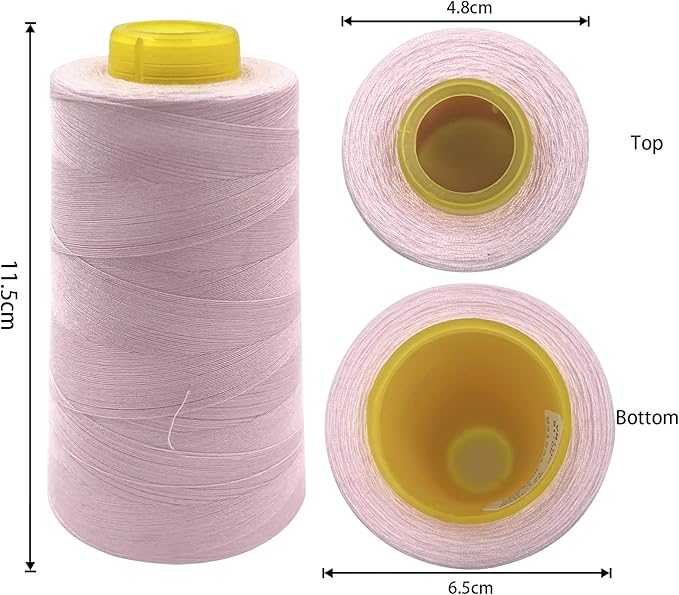 Tortoise 4 Cones of 3000 Yards Each Spool Thread for All Purpose, Serger, Overlock, Quilting, Sewing Machine - 100% Polyester, Light Pink