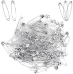 100 Pack Silver Safety Pins Assorted, Galvanized Steel Bulk Safety Pins for Sewing, Clothes, Arts & Craft (1.8 Inch / 45 mm)