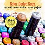 262-Piece Dual Tip Alcohol Markers Set with 12 Free Acrylic Paint Markers - No Bleed, Vibrant Colors for Drawing - Fine & Chisel Tips with Organizing Case - Blending Markers for Adults & Kids