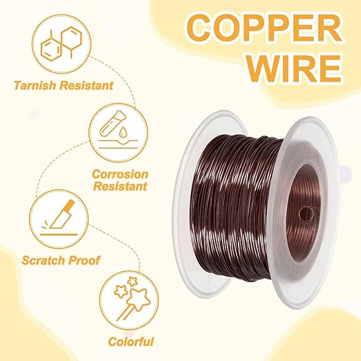 uxcell 20 Gauge / 0.8mm Anodized Aluminum Wire for Jewelry Craft Making, 102 Feet Bendable Flexible Wire for DIY Home Decor Gardening Sculpture, Bronze