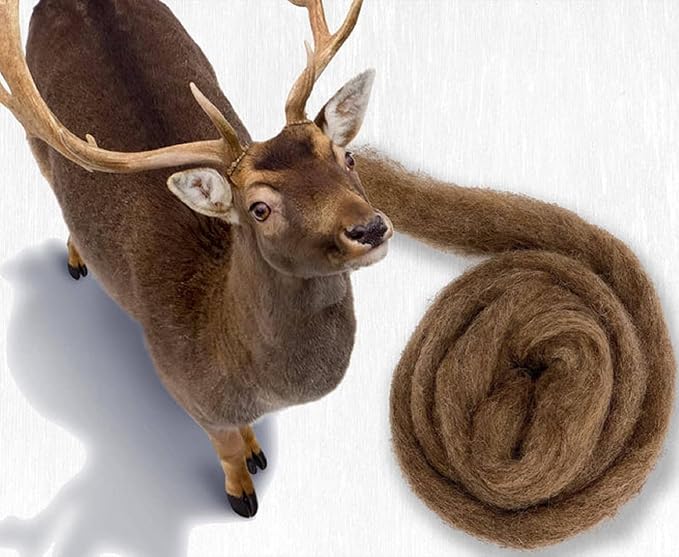 Revolution Fibers Carded Corriedale Wool Sliver - Furry Friends | 100% Natural 29 Micron Bulky Wool | Perfect for 3D Needle Felting, and Wet Felting (Deer Brown)