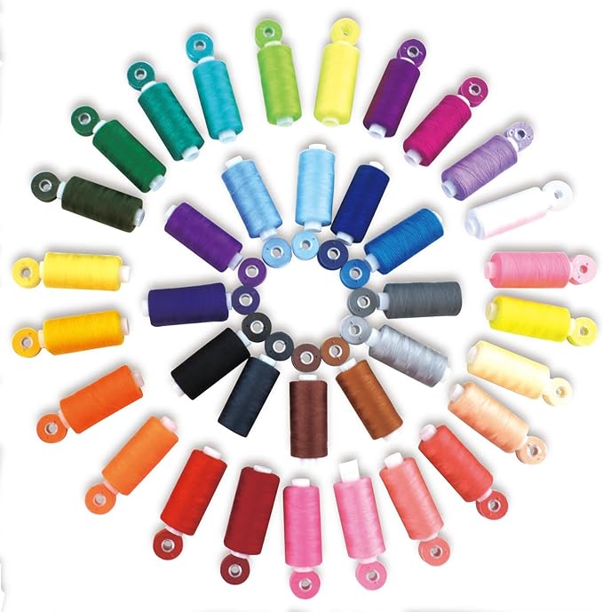 72Pcs Bobbins Sewing Threads Kit, 36 Colors Spools 360Yards per Polyester Thread, 36 Colors Prewound Bobbin with Case for Hand Machine Sewing