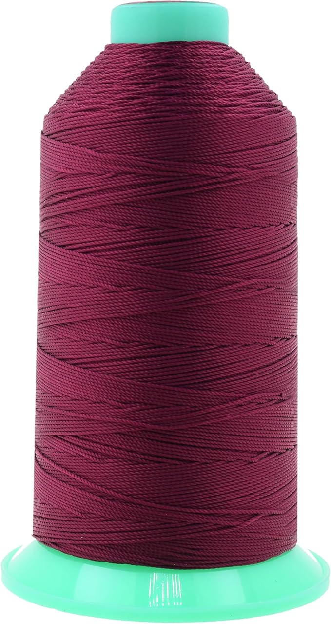 Mandala Crafts Bonded Nylon Thread Burgundy Heavy Duty Sewing Threads - 800 YDs Size 277 840D T270 Tex 270 Thread for Leather Jeans Weaving Outdoor Marine Upholstery Threads