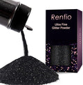 Renfio Ultra Fine Metallic Resin Glitter Powder 2.11 Oz (60g) PET Flakes Crafts Sequins 1/128" Black Glitter Epoxy Chips Flakes for Tumblers Slime Halloween Decorations - Deep Black