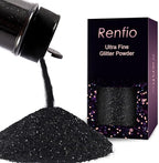Renfio Ultra Fine Metallic Resin Glitter Powder 2.11 Oz (60g) PET Flakes Crafts Sequins 1/128" Black Glitter Epoxy Chips Flakes for Tumblers Slime Halloween Decorations - Deep Black