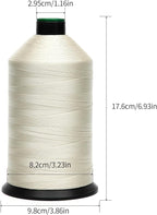 Extra Strong Bonded Nylon Thread #69 Tex70 – 16 OZ, 6000yds, Versatile Stitching Solution for Leather, Upholstery, Canvas Repair and More (Beige)