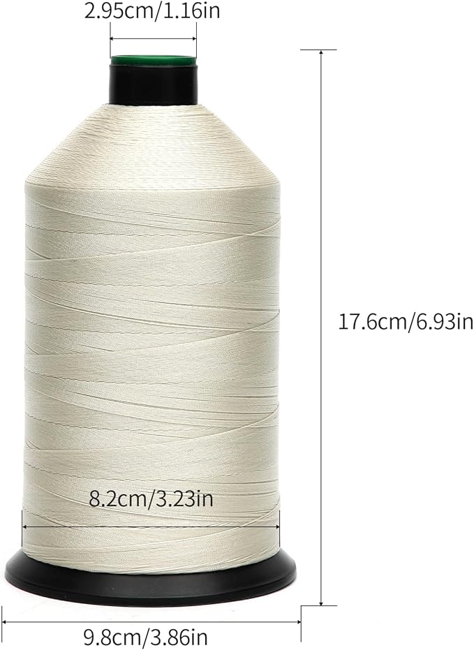 Extra Strong Bonded Nylon Thread #69 Tex70 – 16 OZ, 6000yds, Versatile Stitching Solution for Leather, Upholstery, Canvas Repair and More (Beige)